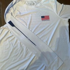Vineyard Vines American Flag and Rowing Performance/ Athletic Knit Shirt